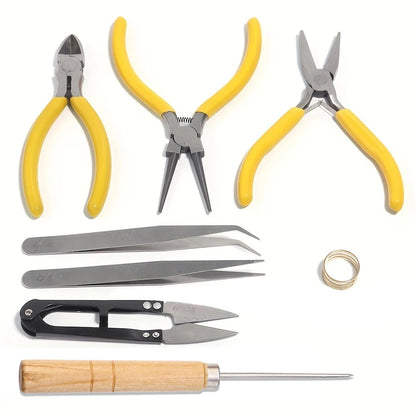 1 Pack Jewelry Making Supplies Kits with Jewelry Pliers Jump Ring Opener Awl Thread Scissors Helping Hands for Jewelry Repair