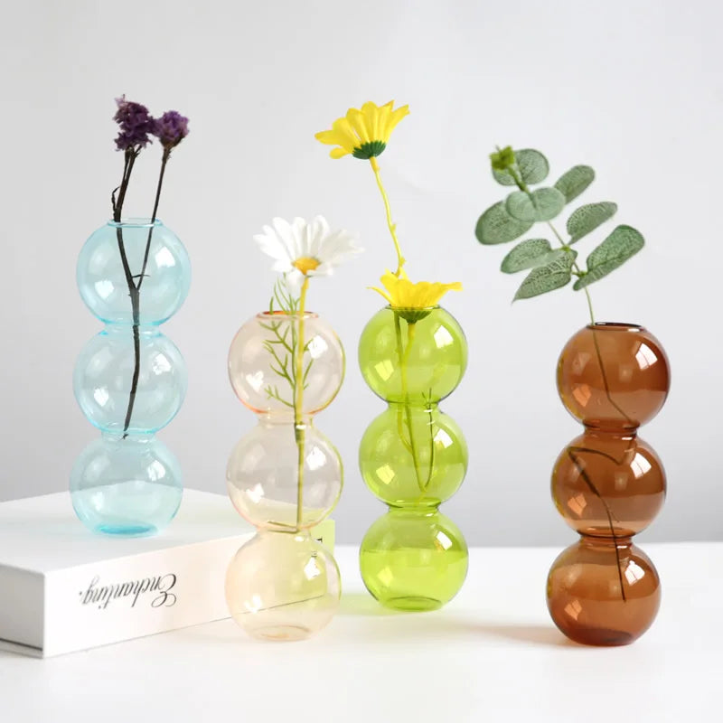 Nordic Glass Vase Home Decor Living Room Decoration Terrarium Flower Vase Plant Pots Decorative Home Accessories Decoration G