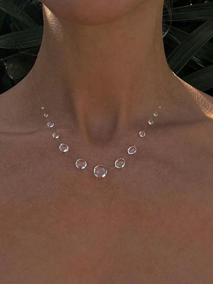 Clear Dewdrop Tassel Series Necklace Minimalist Drip Glue Beads Clavicle Chain Women Holiday Niche Trendy Jewelry