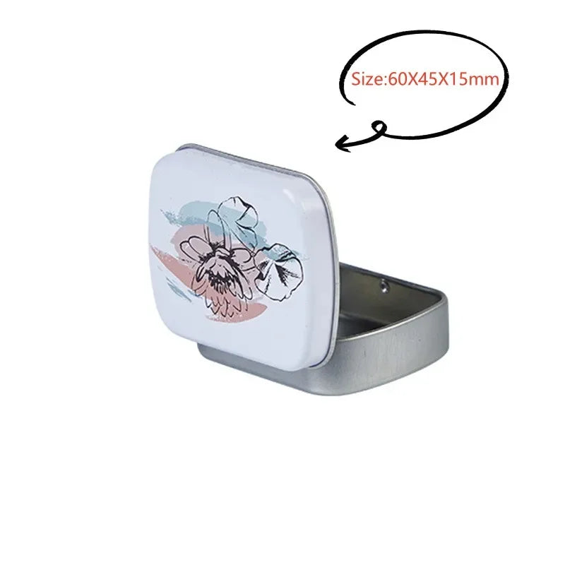 New Square Tin Storage Boxes Small Metal Storage Box Silver Jewelry Keys Coins Metal Box Tin Wedding Candy Storage Tin Can - 