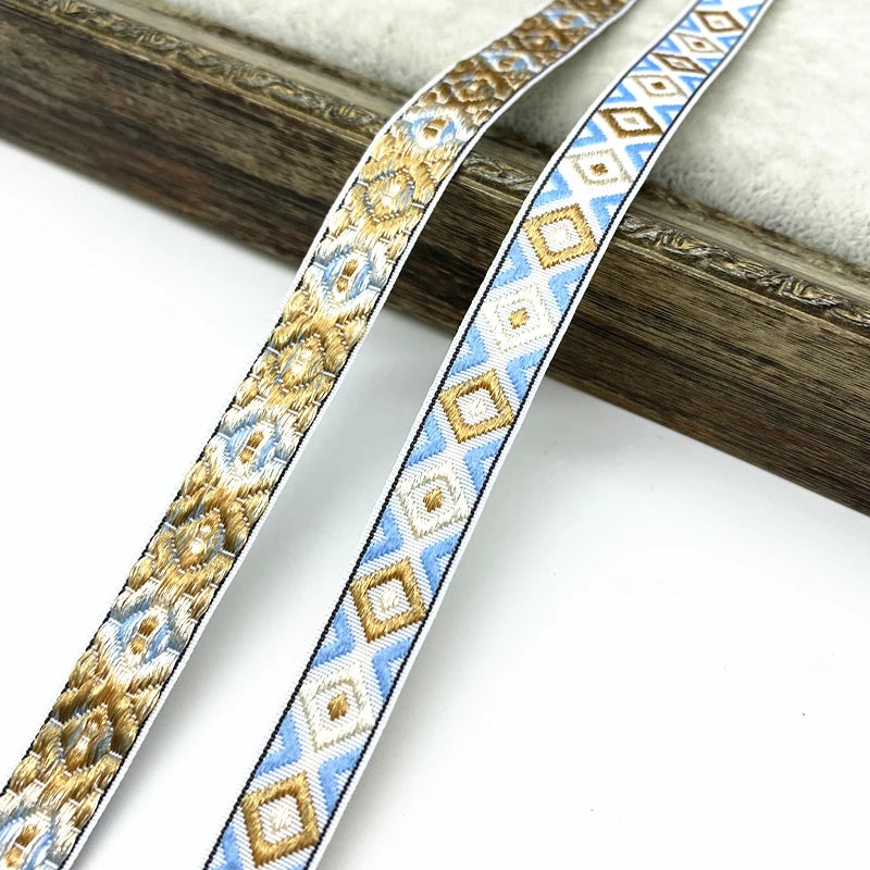 2 yards/lot 13mm Vintage Ethnic Embroidery Ribbon Lace Trim DIY Clothes Bag Accessories Embroidered Fabric - 14