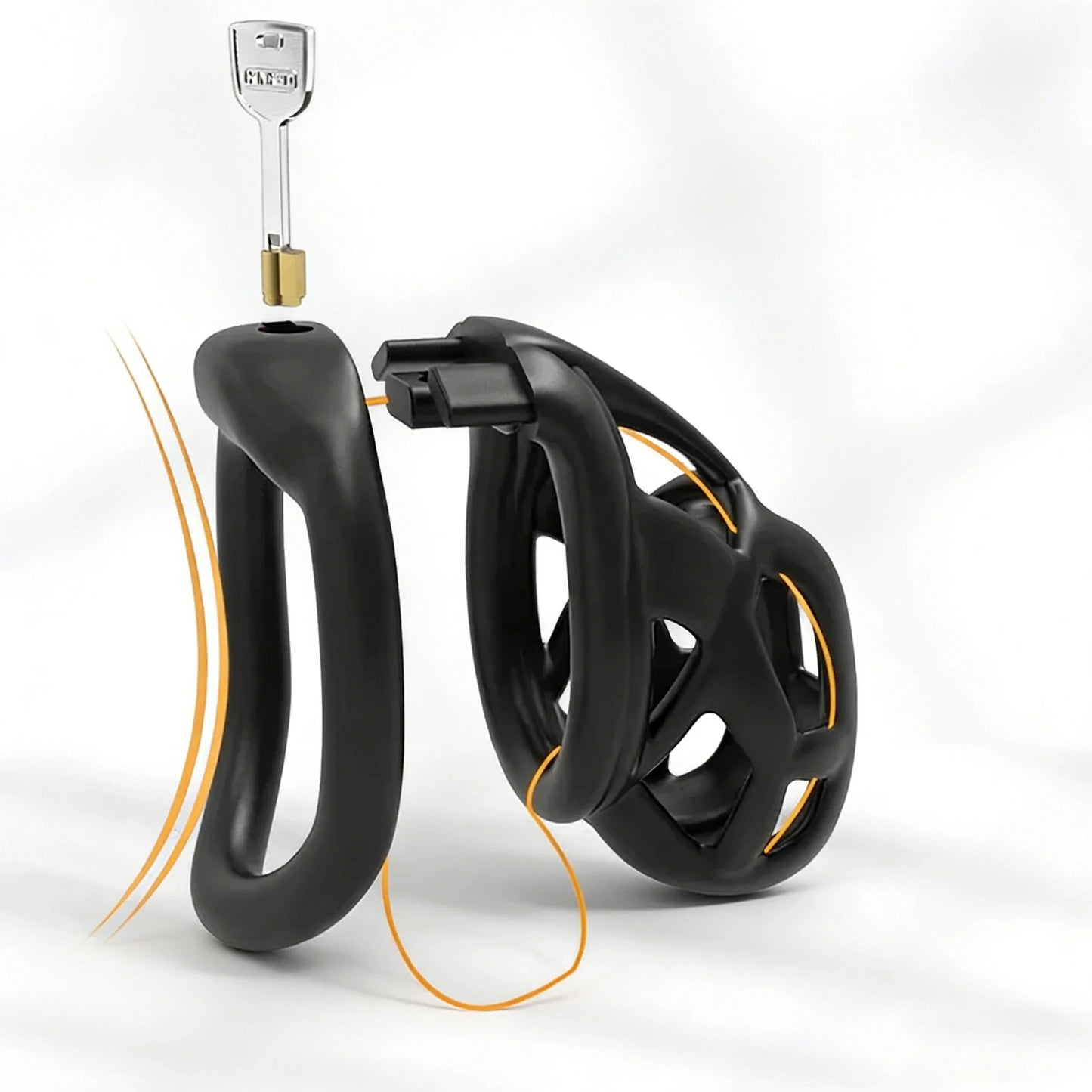 Chastity Men's Lock Chaste Vessel Black Light Pvc Penile Ring Snap Ring Multi Size Cage SM Sex Toys BDSM 3D Invisible Lock