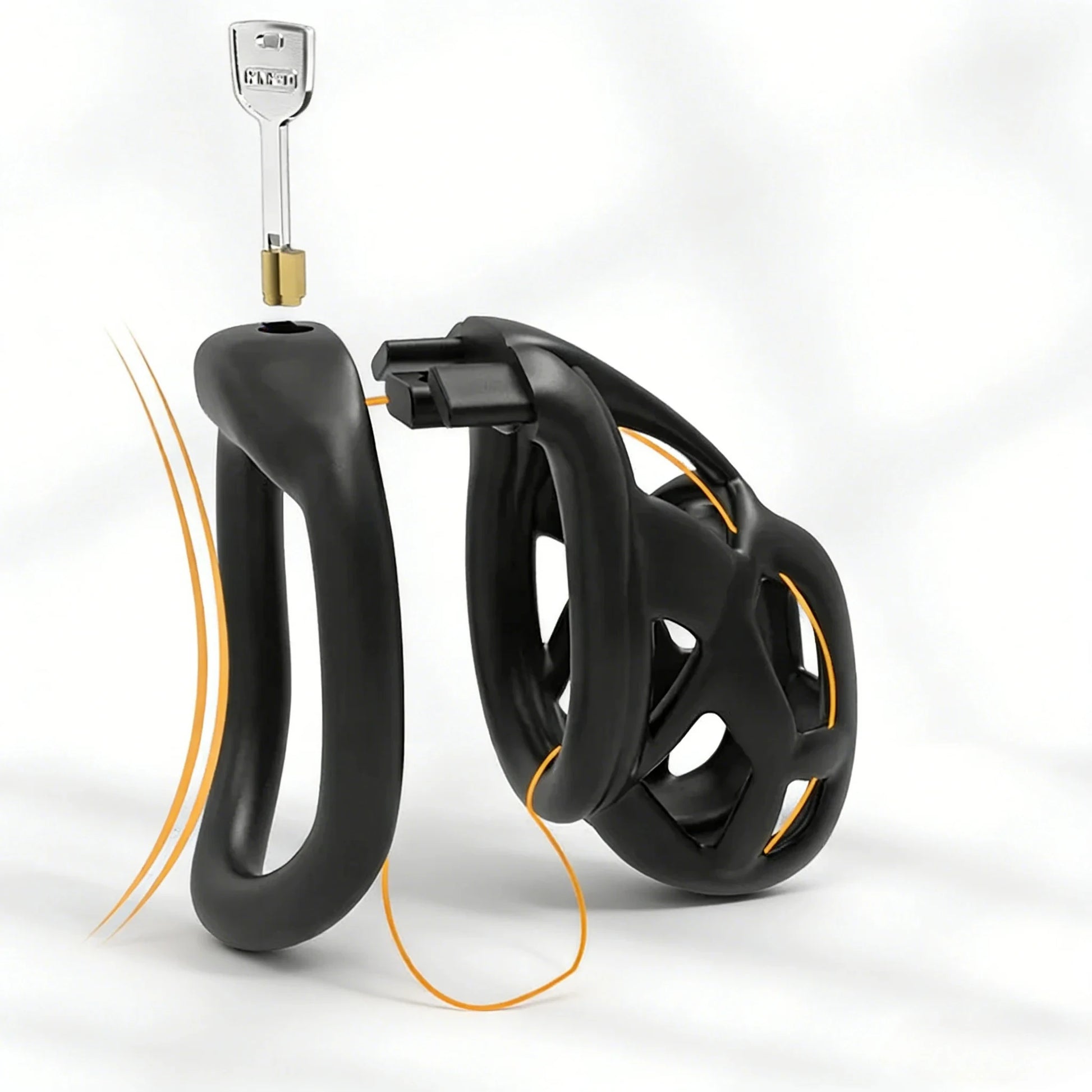 Chastity Men's Lock Chaste Vessel Black Light Pvc Penile Ring Snap Ring Multi Size Cage SM Sex Toys BDSM 3D Invisible Lock