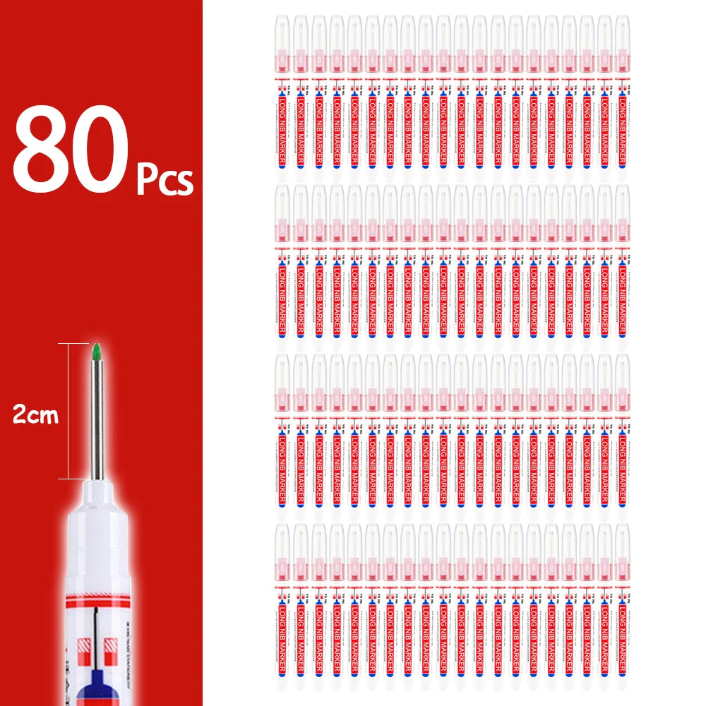 4-80Pcs 2cm Waterproof Long Head Markers Deep Hole Marker Pen for Metal Carpenter Red/Black/Blue/Green Ink Woodworking Tools 