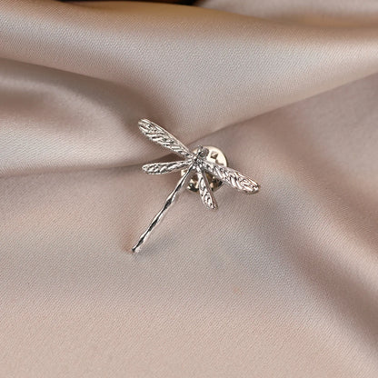 LATS Vintage Silver Color Dragonfly Brooches for Women Fashion Insect Brooch Pins Coat Accessories Animal Jewelry Gifts