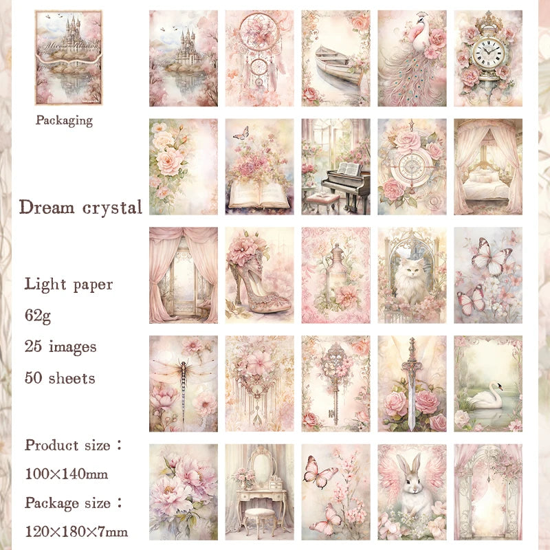 50 pieces of vintage scrapbooking material paper handmade tent DIY collage decoration background craft paper - B