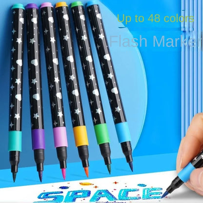 24/48/72/96 Colors Dual Brush Tip Glitter Art Markers Metallic Paint Marker Pens DIY Crafts Birthday Cards, Making Poster, Al