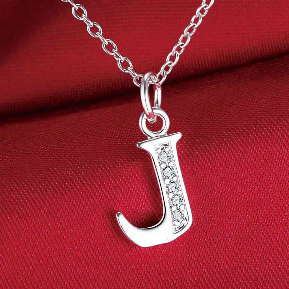26 Letters 925 Sterling Silver Necklace Pendant Zircon For Women Exquisite Student Girlfriend Jewelry Accessories Wedding Gif