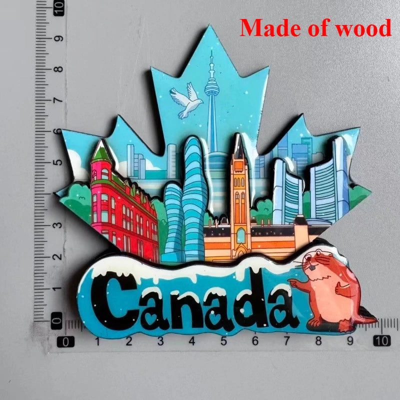 Canada Tourist Souvenir Fridge Magnets Ottawa Victoria Limeau Bridge Vancouver Quebec Toronto Bear Moose Maple Leaf Stickers
