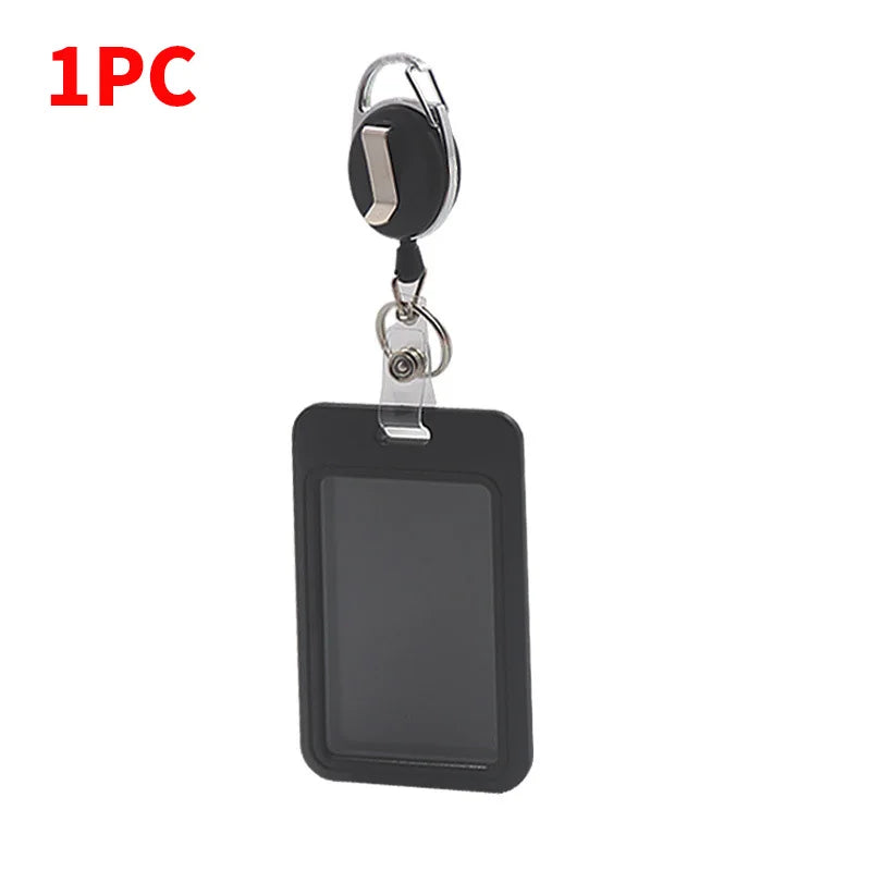 3 pieces/1 piece - High end retractable black work card holder, student meal card holder - 1PCS