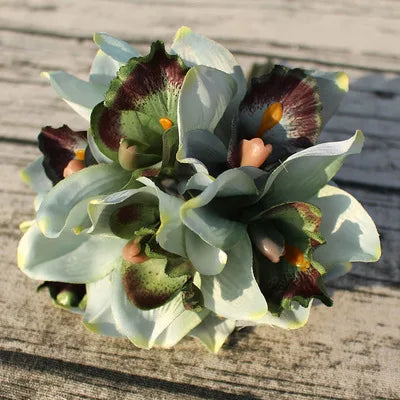 Autumn Decoration Vintage Orchid Silk Artificial Flowers Bouquet Wedding Party Home Decor Balcony Garden Outdoor Fake Flowers