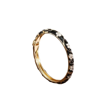 Traditional Vintage Cloisonne Bangle Chinese Classic Hollow Out Flower Bangle Vintage Ethnic Women's Hand Bracelet Jewelry Gi