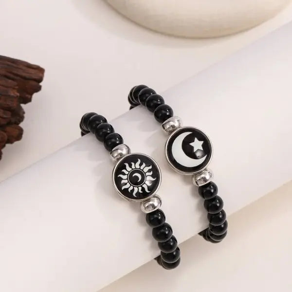 Romantic Luminous Sun Moon Couple Bracelets for Women Men Handmade Braided Rope Matching Bracelet Charms Lover Jewelry Gifts 