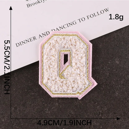 Pink Letters Towel Embroidered Iron On Sew On Patch Applique Diy Name Badges Alphabet Patches For Clothing Bag Accessories - 