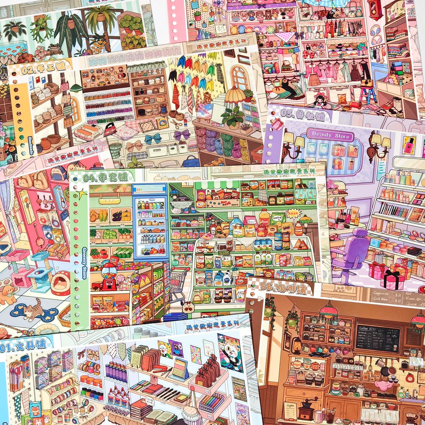 8 Types of Scene Simulation Store Management Stickers Collection, Immersive Miniature Stickers, Supermarket and Convenience S