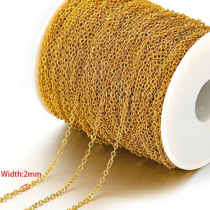 2 Meters No Fade Stainless Steel 1/1.5/2mm Width Cross Chains Link Chains for Necklaces Bracelets Findings DIY Jewelry Materi