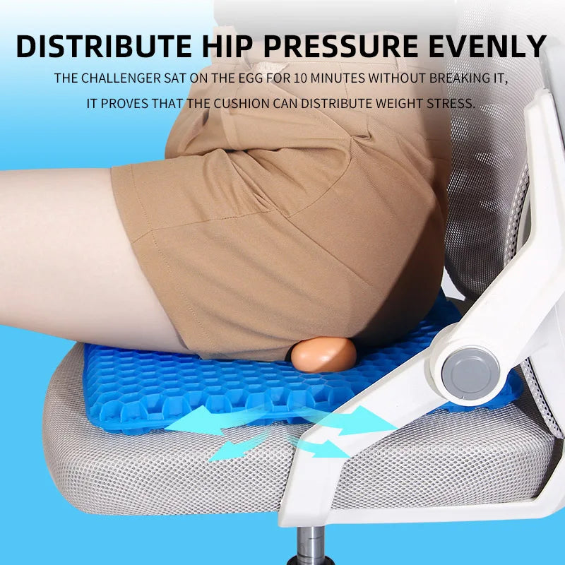 Gel Seat Cushion Summer Breathable Honeycomb Design For Pressure Relief Back Tailbone Pain - Home Office Wheelchair Chair Car