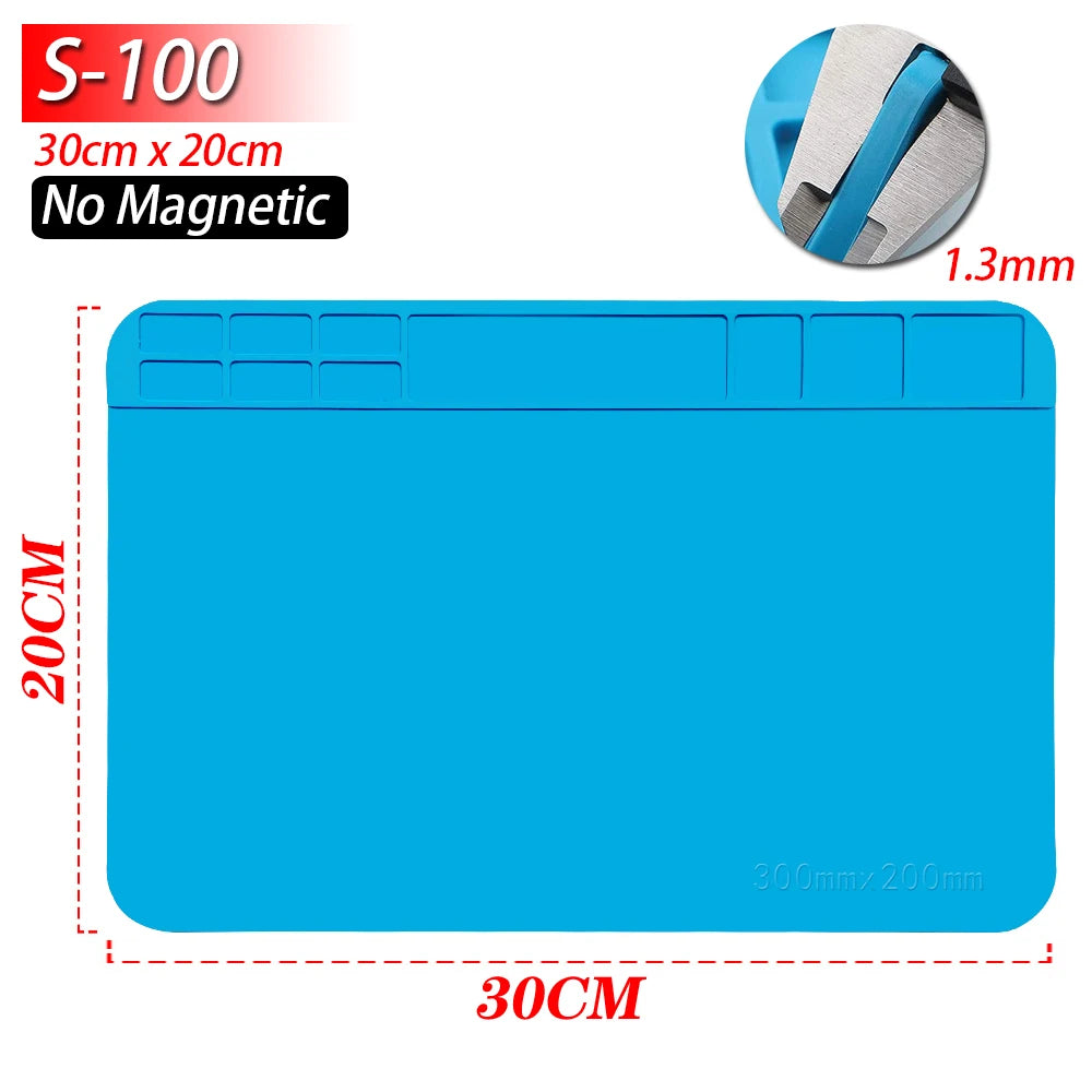 Soldering Station Mat Silicone Work Mat Heat Resistant 932°F Anti-Static - S100