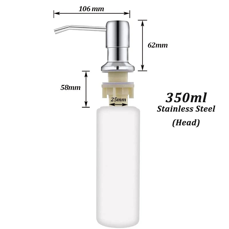 Stainless Steel Soap Dispenser Extension Tube Kit Kitchen Sink Liquid Soap Dispenser Bathroom Lotion Detergent Hand Press Pum