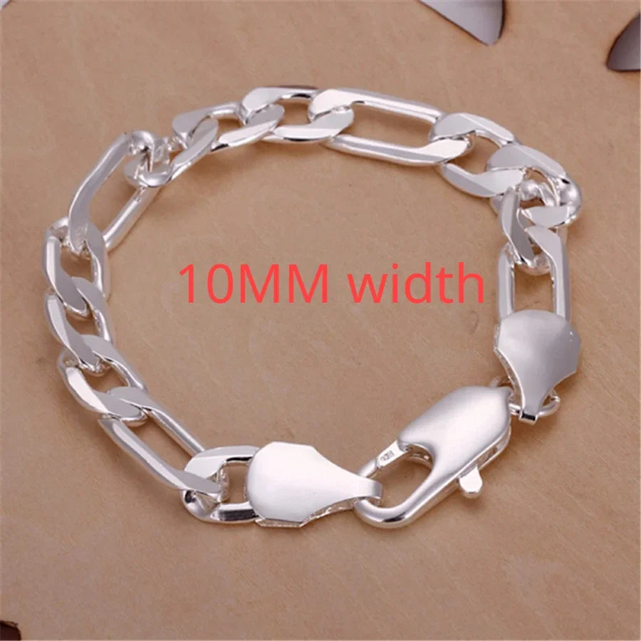 Fine 925 Sterling Silver Noble Nice Chain Solid Bracelet for Women Men Charms Party Gift Wedding Fashion Jewelry Hot Model - 