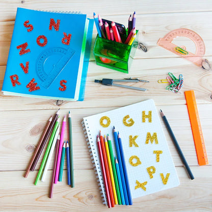1Pcs Glitter A-Z Alphabet Letters Sticker Scrapbooking Stationery School Supplies Black/Gold/Silver/Red/Blue/Pink/Purple/Gree