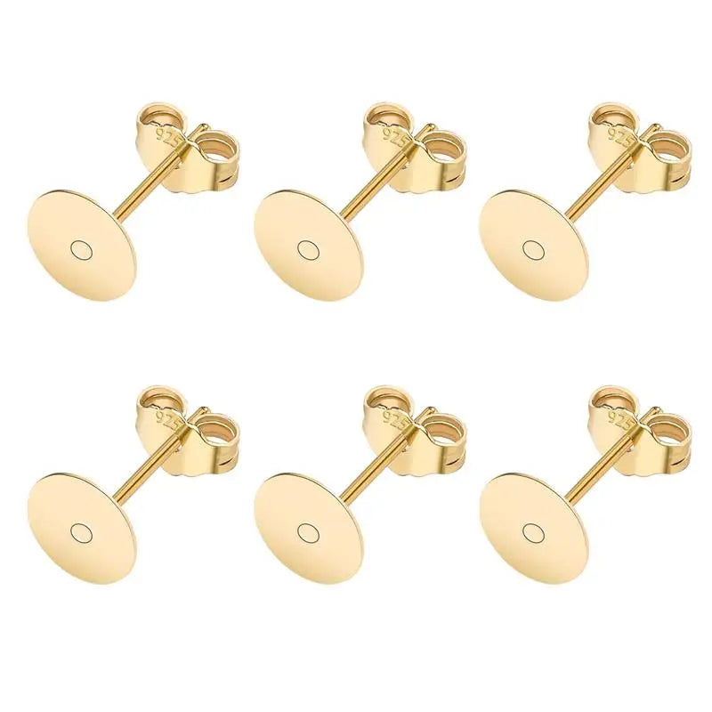 50pcs/lot 925 Silver Plated Blank Post Earring Studs Base Pin With Earring Plug Findings Ear Back DIY Jewelry Making Accessor
