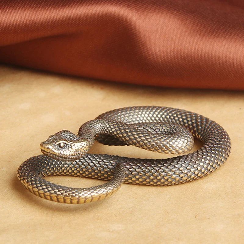 Home Decoration, Retro Copper Snake Ornament, Antique Animal Figurines, Unique Desk Decor, Vintage Home Accessories, Miniatur