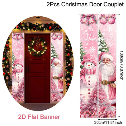 Christmas Door Banner Door Couplet Merry Christmas Decoration For Home 2025 Navidad Kerst Natal Noel Xmas Decor New Year 2026
