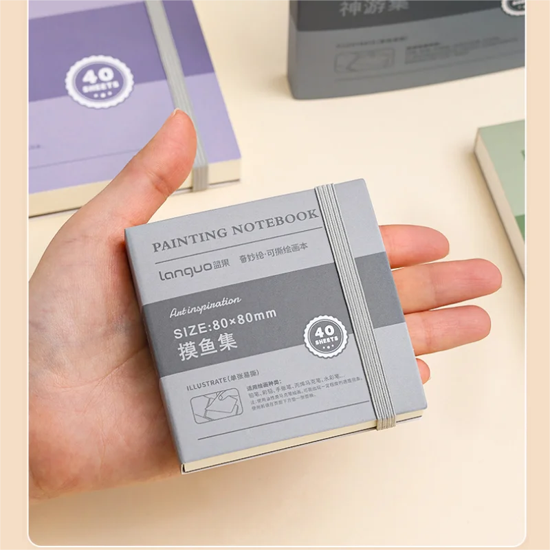 40 Sheets Portable Drawing Sketchbook Thick White Cardboard Mini Graphite Art Book for Watercolor Painting
