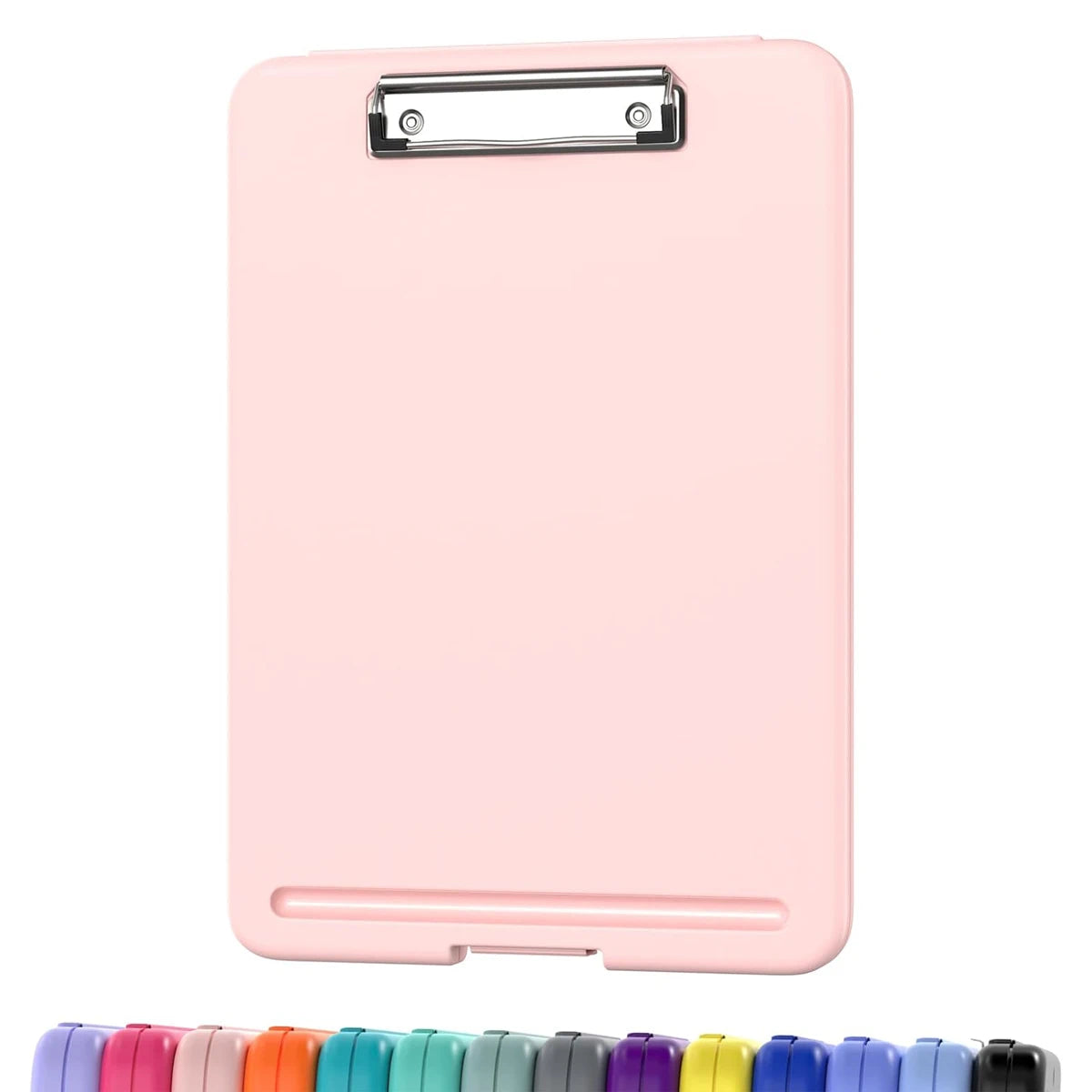 Clipboard with Storage (Multiple Colors Available) with Low Profile Clip, 9.5 x 13 Inch Sturdy Portable Writing Board, Foldab