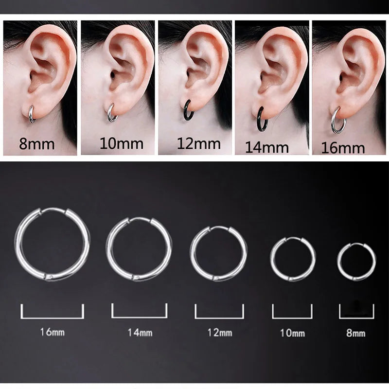 1 Pair Women/Man Stainless Steel Small Hoops Earring Piercing Ear Cartilage Tragus Simple Thin Circle Anti-allergic Ear Buckl