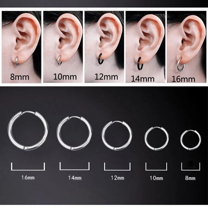 1 Pair Women/Man Stainless Steel Small Hoops Earring Piercing Ear Cartilage Tragus Simple Thin Circle Anti-allergic Ear Buckl