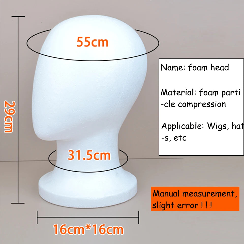 Foam Mannequin Head Stable Lightweight Wig Display Stand for Jewelry Headwear Hat Display Stand Manikin Head Foam Head Model