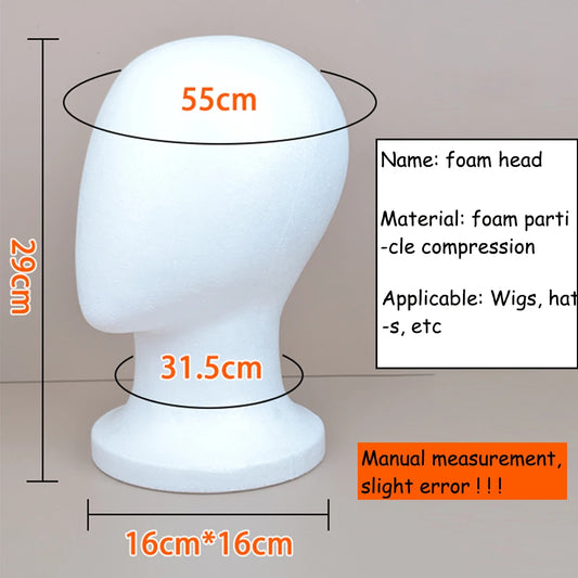 Foam Mannequin Head Stable Lightweight Wig Display Stand for Jewelry Headwear Hat Display Stand Manikin Head Foam Head Model