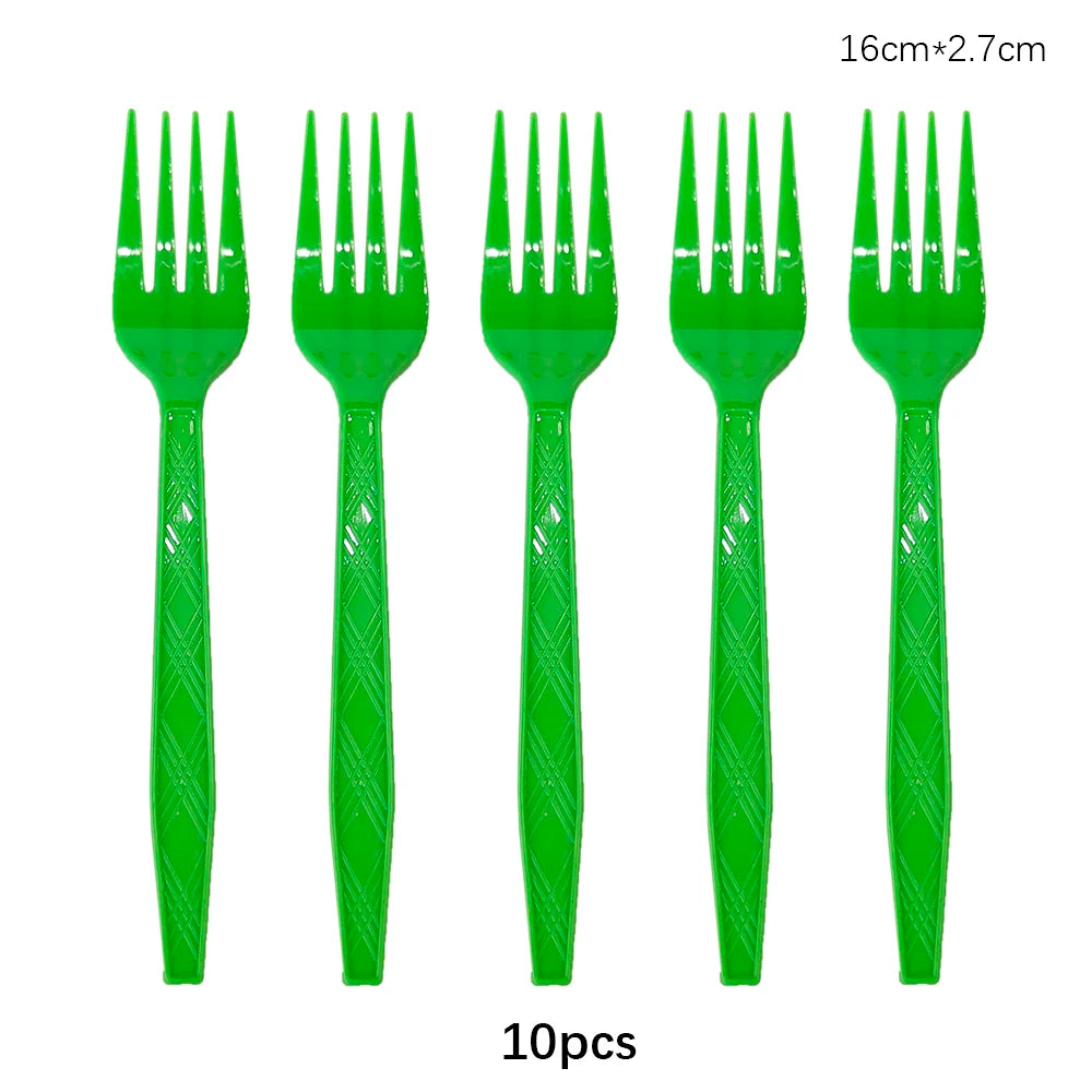 Disposable Knife Fork Spoon Cutlery Set Pink Blue Disposable Tableware Birthday Party Decorations Wedding Baby Shower Supplie