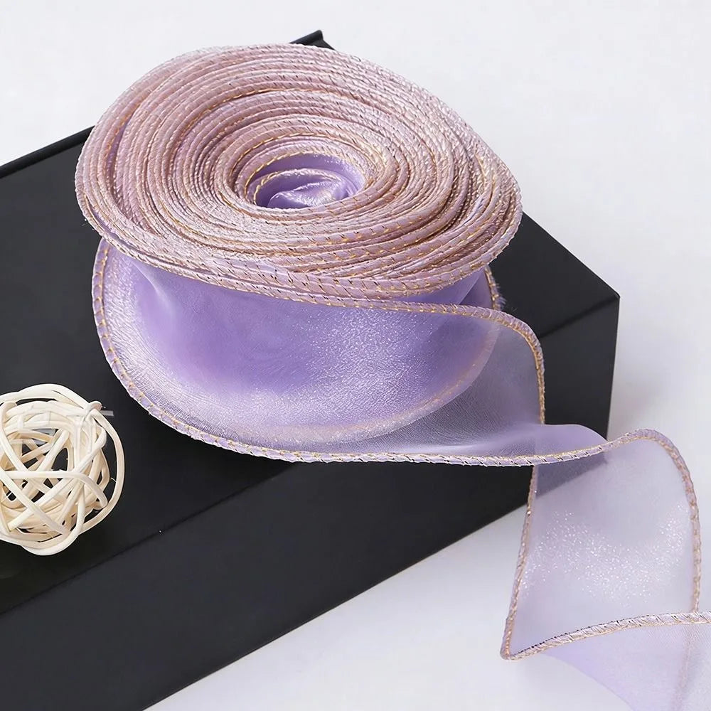 1PC 10 Yards Fishtail Yarn Ribbons 2.5cm Wave Edge Pleated Gifts Packaging Material Gift Wrapping Bouquets Chiffon Ribbon - 4