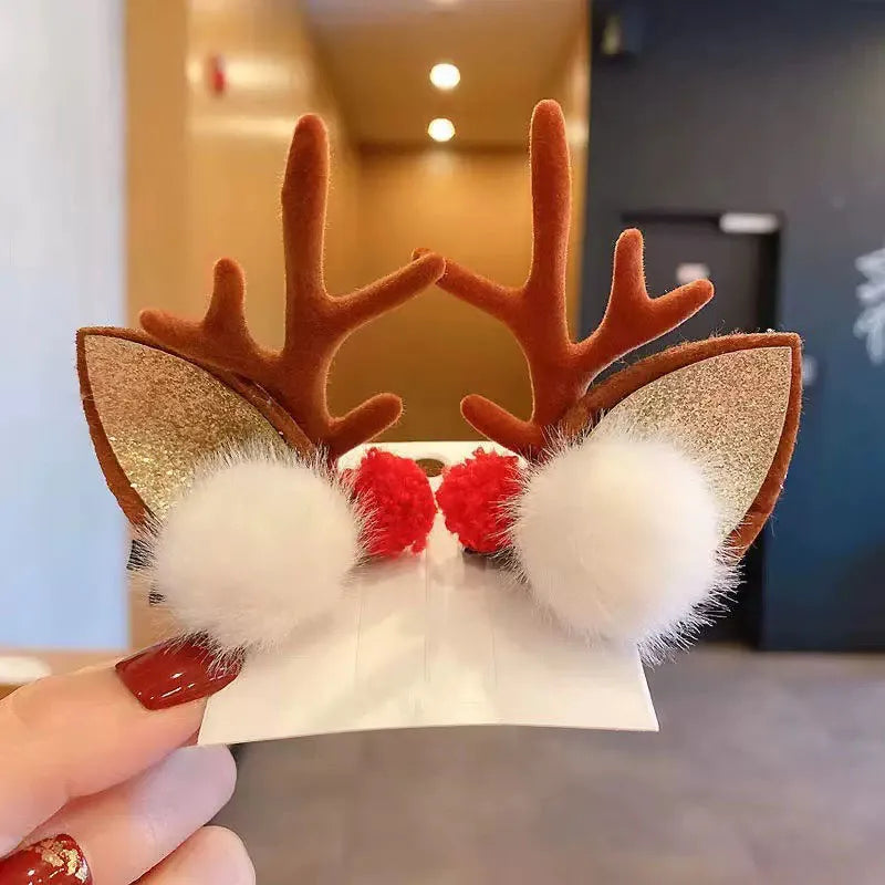 Cute1Pair Deer Antler Hair Clip Children Featival Decoration Headwear Accessories Best Friend Girls Gifts Head Hairpin Trinke