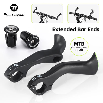 WEST BIKNG Bicycle Bar Ends Ergonomic MTB Mountain Road Gravel Bike Inner Bar Ends Alloy Plug Auxiliary Handlebar Cycling Par