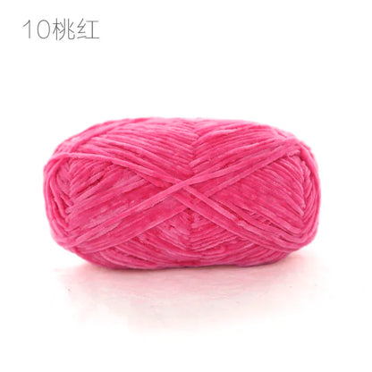 Pear Lustre Chenille Yarn 148Meters/Skein 2mm Thin Pleuche Wool Rope for Hand Crochet Dolls Shoes Materials - 10 pink
