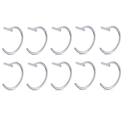 18G Clip-On Fake Lip Ring Stainless Steel Hypoallergenic Punk Non Piercing Lip Hoop 18K Gold Plated Cartilage Conch Cuff Earr