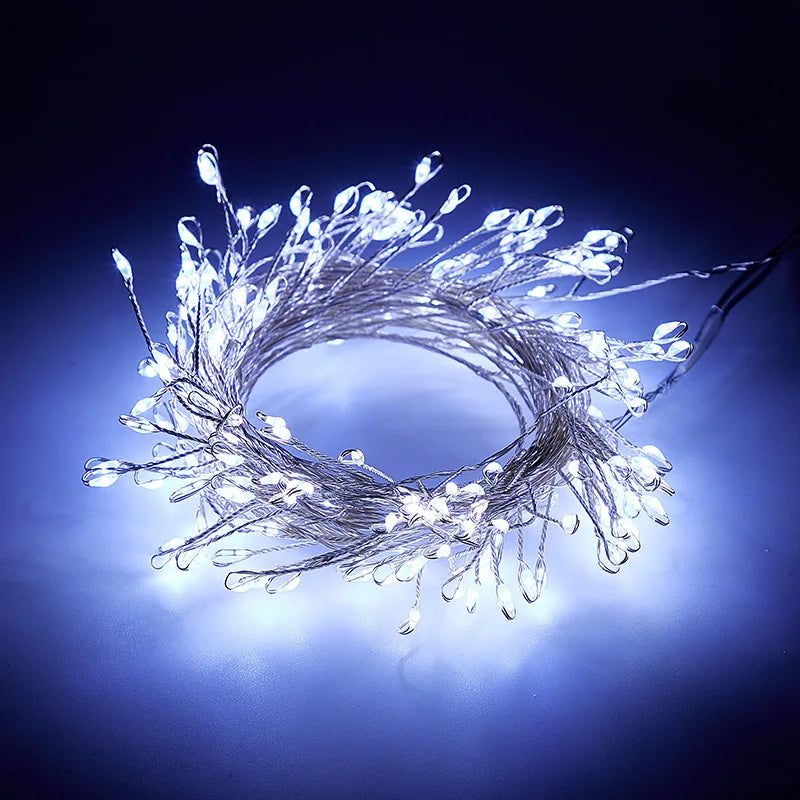 USB Power LED Firecracker String Lights Remote Control Garland Fairy Lights for Wedding Party Garden Plants Christmas Decorat