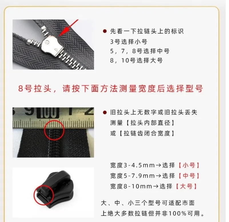 6/3pc Universal Zipper Lock Head Quick Installation Detachable Zipper Head for Jackets Luggage Bags Replacing Slider Lock Rep