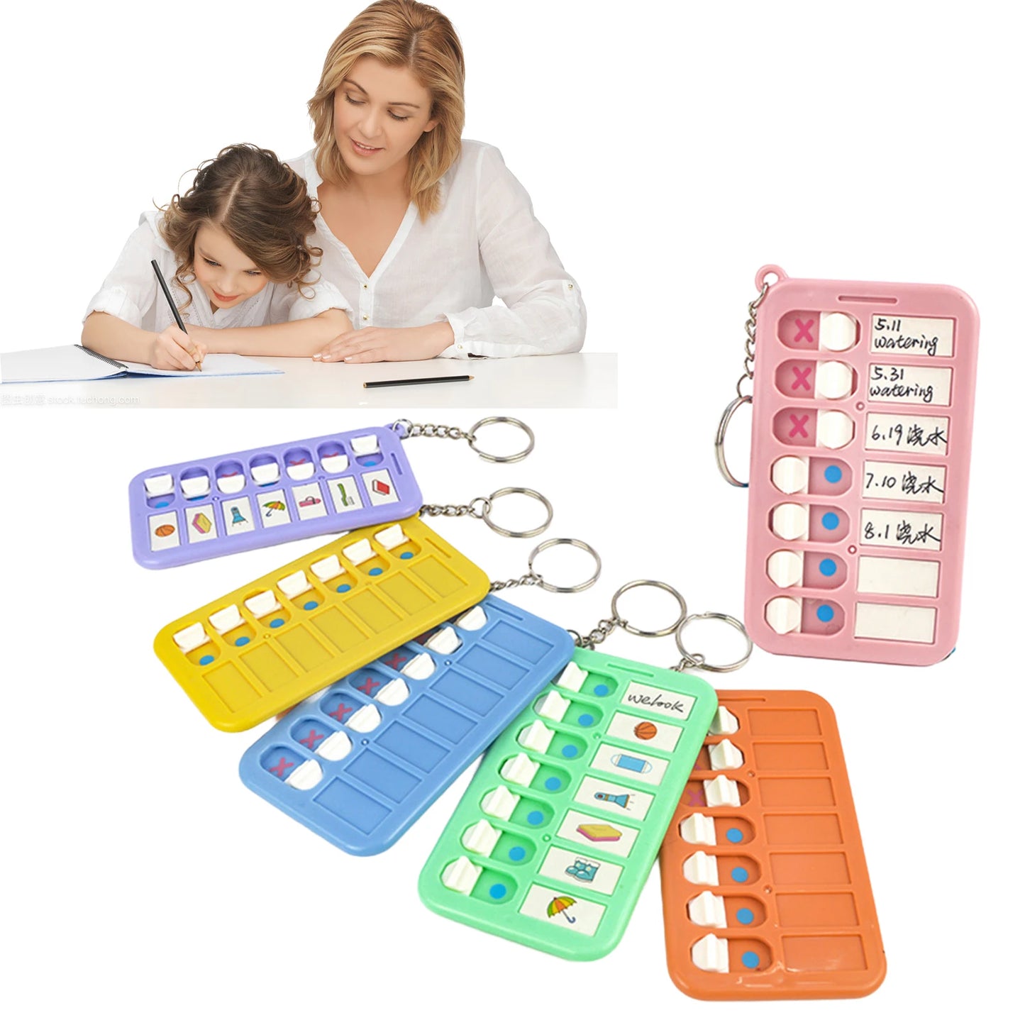 Children's Self-discipline Punch Key Chain Memo Board Daily Plan Punch Housework Chart Multifunctional Time Management Table