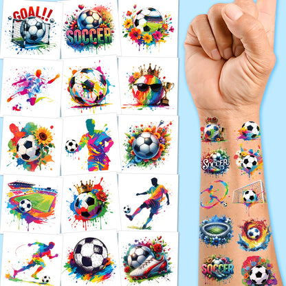 10 Sheets Soccer Sports Temporary Tattoos | Super Colorful Soccer Themed Birthday Party Favors, Supplies, Decorations