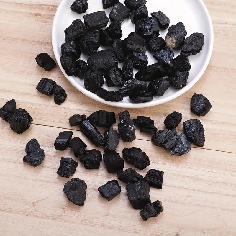 100g/bag Natural Black Tourmaline Stones Raw Ore Irregular Crystals Mineral Specimen - 50g