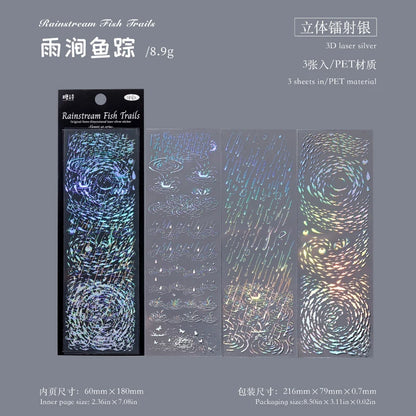 3sheets Element Collection Series Kawaii PET Laser Silver Stickers DIY Diary Phone Case Handmade Scrapbook Aesthetic Stickers