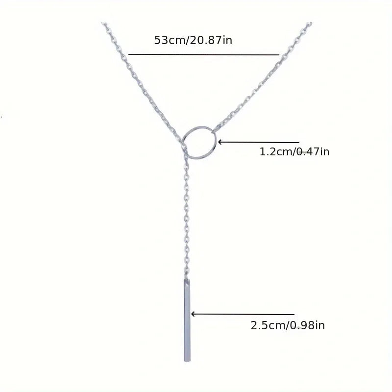 Stainless Steel Lariat Necklace Gold Plated, Dainty Long Necklace Laryered Necklaces For Women Girls, Y Shape Drop Pendant - 