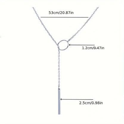 Stainless Steel Lariat Necklace Gold Plated, Dainty Long Necklace Laryered Necklaces For Women Girls, Y Shape Drop Pendant - 
