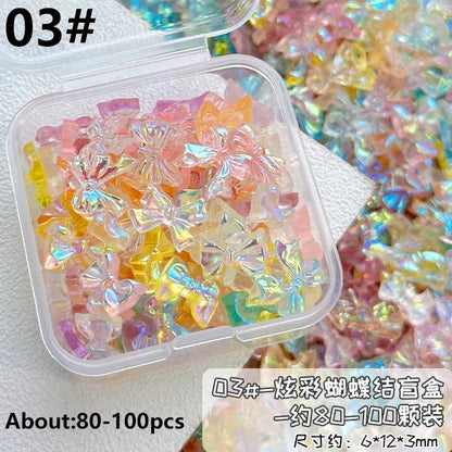 French Ribbons Colorful Resin Cute Bowknot Charm Leopard Print Bow Tie Nail Art Decorations Manicure Tools Accessories Wholes