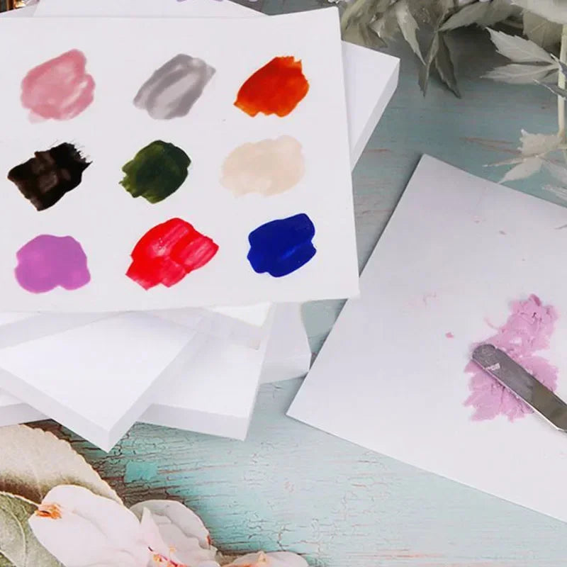 50pcs Disposable Tinting Glue Paper Tearable Nail Toning Palettes Nail Polish Color Mixing Tray Waterproof Paper Display Boar